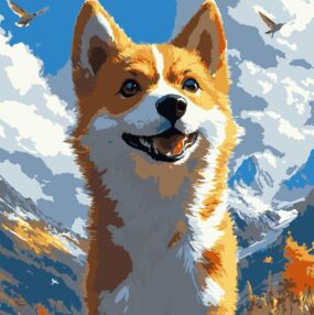 Розпис по номерах 30х30 ES0905 Коргі на вітрі "Strateg"