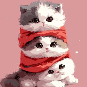 Розпис по номерах 30х30 ES0909 Кошенята в шарфику "Strateg"