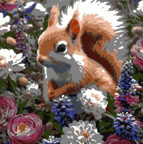 Розпис по номерах 30х30 ES0912 Білка серед квітів "Strateg"