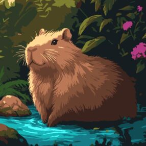 Розпис по номерах 30х30 ES0913 Капібара на березі "Strateg"