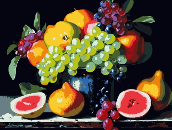 Розпис по номерах 30х40 FH-27 Літній фруктовий натюрморт на чорному фоні Strateg Ціна (цена) 234.41грн. | придбати  купити (купить) Розпис по номерах 30х40 FH-27 Літній фруктовий натюрморт на чорному фоні Strateg доставка по Украине, купить книгу, детские игрушки, компакт диски 0