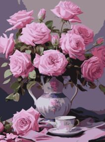 Розпис по номерах 30х40 SS-1247 Рожеві троянди "Strateg"