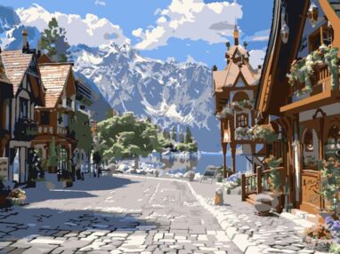 Розпис по номерах 30х40 SS-1249 Тиха вуличка "Strateg"