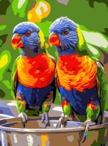 Розпис по номерах 30х40 SS-1258 Яскраві папуги "Strateg"