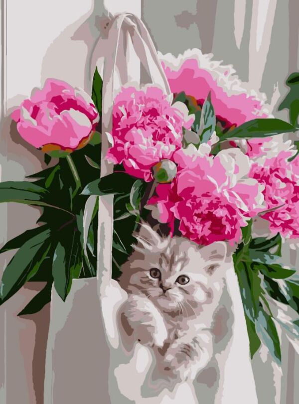 Розпис по номерах 30х40 SS-1275 Кіт з півоніями Strateg Ціна (цена) 141.65грн. | придбати  купити (купить) Розпис по номерах 30х40 SS-1275 Кіт з півоніями Strateg доставка по Украине, купить книгу, детские игрушки, компакт диски 0