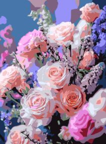 Розпис по номерах 30х40 SS-1296 Рожеві квіти "Strateg"