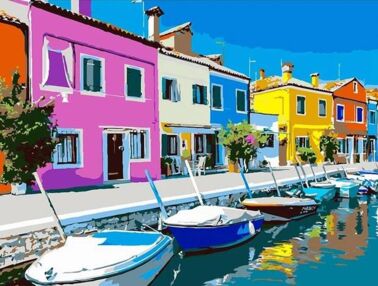 Розпис по номерах 30х40 SS-1297 Кольорові будинки "Strateg"