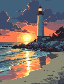 Розпис по номерах 30х40 SS-1299 Маяк на заході "Strateg"