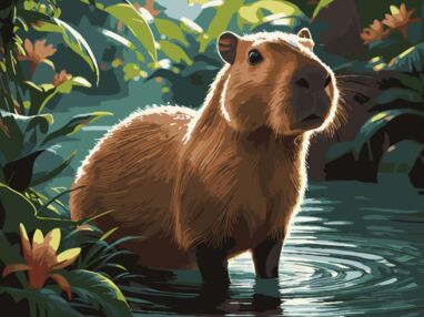 Розпис по номерах 30х40 SS-1301 Капібара на відпочинку "Strateg"