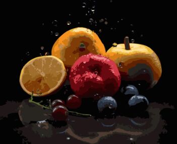 Розпис по номерах 40х50 AH1245 Фруктова композиція на чорному фоні "Strateg"