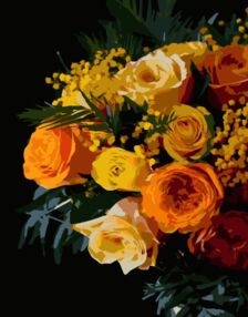 Розпис по номерах 40х50 AH1257 Помаранчеві квіти на чорному фоні "Strateg"