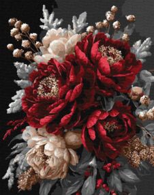 Розпис по номерах 40х50 КНО3343 Квітковий спокій з фарбами металік "Ідейка"