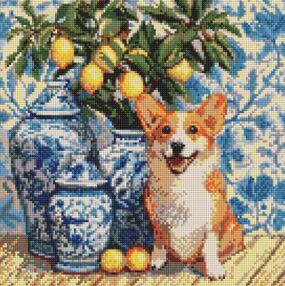 Алмазна мозаїка 40х40 AMO20217 Коргі та лимони "Ідейка"