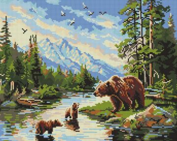 Алмазна мозаїка 40х50 AMO20089 Ведмедиця і ведмежата "Ідейка"