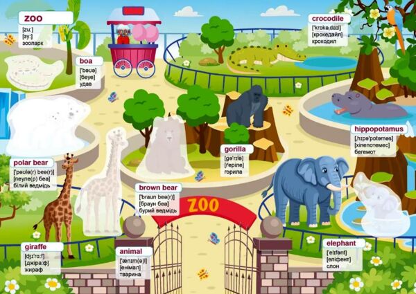 Талант Вивчаємо англійську Зоопарк Ціна (цена) 46.00грн. | придбати  купити (купить) Талант Вивчаємо англійську Зоопарк доставка по Украине, купить книгу, детские игрушки, компакт диски 1