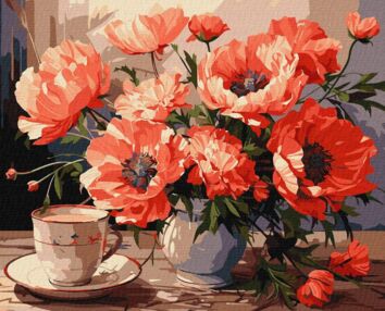 Розпис по номерах 40х50 KHO3263 Букет із маками "Ідейка"