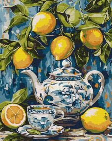 Розпис по номерах 40х50 KHO5753 Лимони і кераміка "Ідейка"