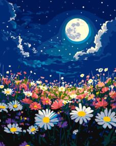 Розпис по номерах 40х50 KHO6386 Містична ніч над весняним лугом "Ідейка"