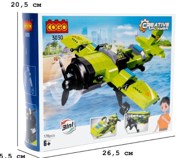 Конструктор 178 елементів Креативність Літачок COGO 3030 Ціна (цена) 260.40грн. | придбати  купити (купить) Конструктор 178 елементів Креативність Літачок COGO 3030 доставка по Украине, купить книгу, детские игрушки, компакт диски 1