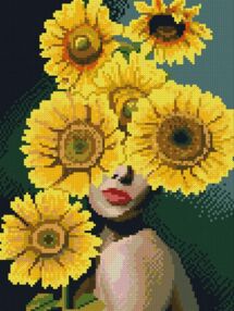 Алмазна мозаїка б/підрамн 30х40 ZAV3040-39 Леді із соняшниками "Strateg"