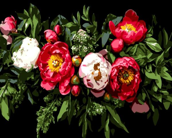 Розпис по номерах 40х50 AH1249 Квіткова композиція на чорному фоні Strateg Ціна (цена) 254.36грн. | придбати  купити (купить) Розпис по номерах 40х50 AH1249 Квіткова композиція на чорному фоні Strateg доставка по Украине, купить книгу, детские игрушки, компакт диски 0