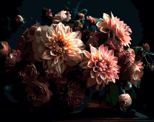 Розпис по номерах 40х50 AH1252 Рожеві жоржини на чорному фоні Strateg Ціна (цена) 254.36грн. | придбати  купити (купить) Розпис по номерах 40х50 AH1252 Рожеві жоржини на чорному фоні Strateg доставка по Украине, купить книгу, детские игрушки, компакт диски 0