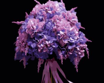 Розпис по номерах 40х50 AH1253 Рожева гліцинія на чорному фоні "Strateg"