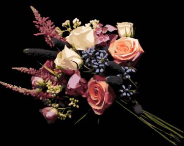 Розпис по номерах 40х50 AH1255 Святковий букет на чорному фоні "Strateg"