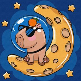 Розпис по номерах 30х30 КНО1281 Капібара на місяці "Ідейка"