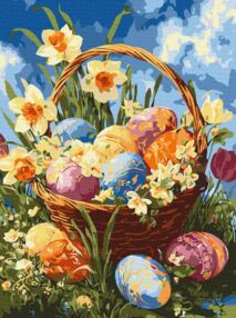 Розпис по номерах 30х40 КНО5185 Кошик із писанками та нарцисами "Ідейка"