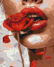 Розпис по номерах 40х50 КНО5129 Дівчина з трояндою "Ідейка"