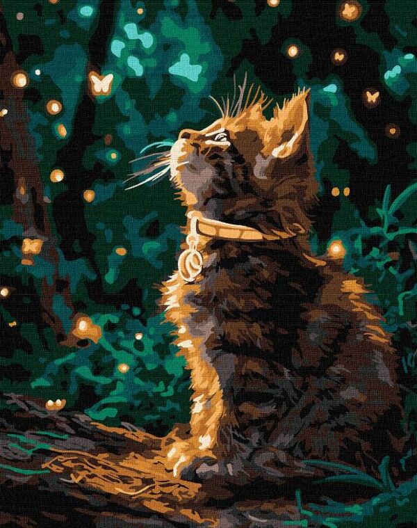 Розпис по номерах 40х50 КНО6881 Кошеня та світлячки з фарбами металік extra Ідейка Ціна (цена) 196.50грн. | придбати  купити (купить) Розпис по номерах 40х50 КНО6881 Кошеня та світлячки з фарбами металік extra Ідейка доставка по Украине, купить книгу, детские игрушки, компакт диски 0