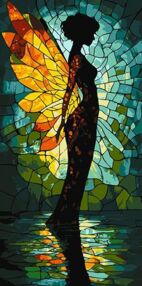 Розпис по номерах 40х80 КНО8612 Вітражний ангел "Ідейка"