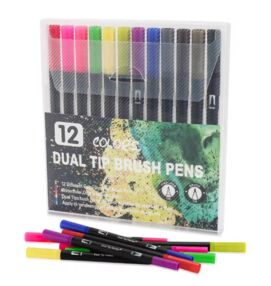 Фломастери маркери 12 кольорів двосторонні в пластиковій упаковці 001-12 112-4