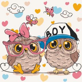 Розпис по номерах 30х30 15559-АC Пара совенят "Art Craft" арт крафт