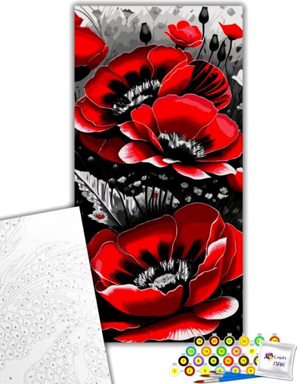 Розпис по номерах 40х80 13092-АC Червоні маки Art Craft арт крафт Ціна (цена) 316.10грн. | придбати  купити (купить) Розпис по номерах 40х80 13092-АC Червоні маки Art Craft арт крафт доставка по Украине, купить книгу, детские игрушки, компакт диски 1