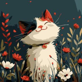 Розпис по номерах 20х20 HH8025 Лисеня серед квітів "Strateg"