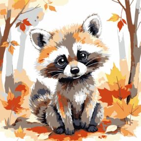 Розпис по номерах 20х20 HH8028 Єнот в осінньому лісі "Strateg"