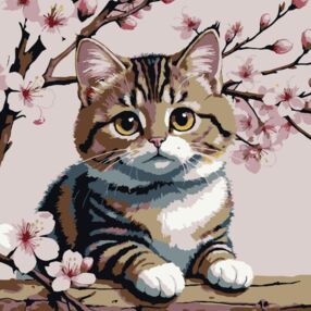 Розпис по номерах 20х20 HH8030 Кіт під цвітом "Strateg"