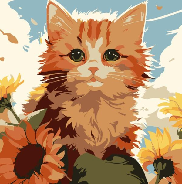 Розпис по номерах 20х20 HH8032 Рудий кіт з соняшниками Strateg Ціна (цена) 114.71грн. | придбати  купити (купить) Розпис по номерах 20х20 HH8032 Рудий кіт з соняшниками Strateg доставка по Украине, купить книгу, детские игрушки, компакт диски 0