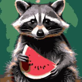 Розпис по номерах 20х20 HH8034 Єнот з кавуном "Strateg"