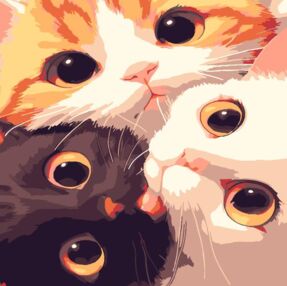 Розпис по номерах 20х20 HH8037 Коти з великими очима "Strateg"
