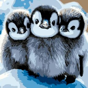 Розпис по номерах 20х20 HH8038 Троє пінгвінів "Strateg"