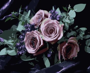 Розпис по номерах 40х50 AH1292 Букет роз на чорному фоні "Strateg"