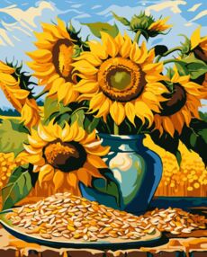 Розпис по номерах 40х50 VG027 Соняшники у вазі "Strateg"