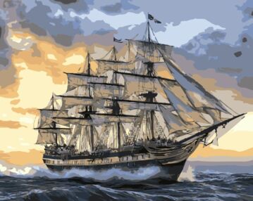 Розпис по номерах 40х50 VG051 Корабель у відкритому морі "Strateg"