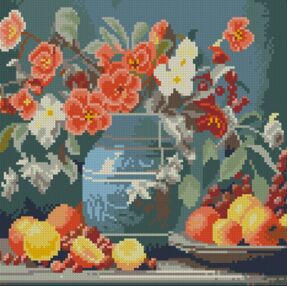 Алмазна мозаїка 30х30 FZ3030-23 Квіти й фрукти "Strateg"