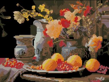 Алмазна мозаїка 30х40 FZ3040-13 Натюрморт із квітами "Strateg"