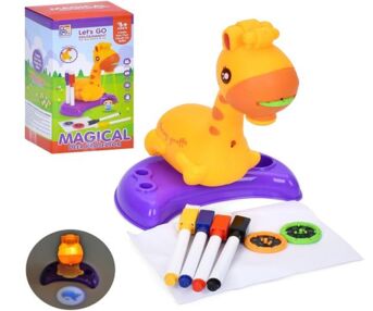 Проектор 19 см жираф світло фломастери 4 штуки папір слайди T22