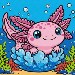 Розпис по номерах 25х25 KHO1348 Радісний аксолотль "Ідейка"